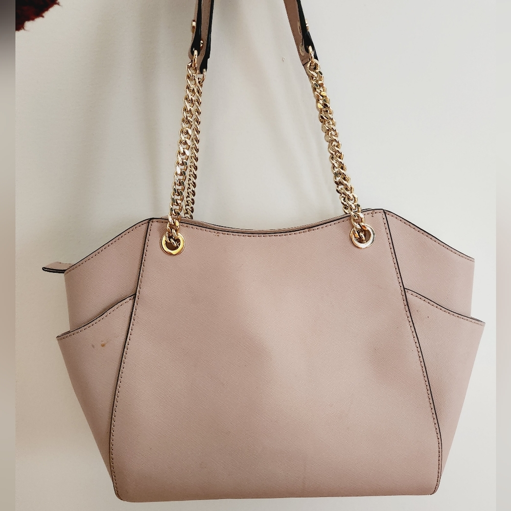 MICHAEL KORS Jet Set Travel Leather Ballet Blush LG Chain Shoulder Tote Bag - Picture 5 of 9